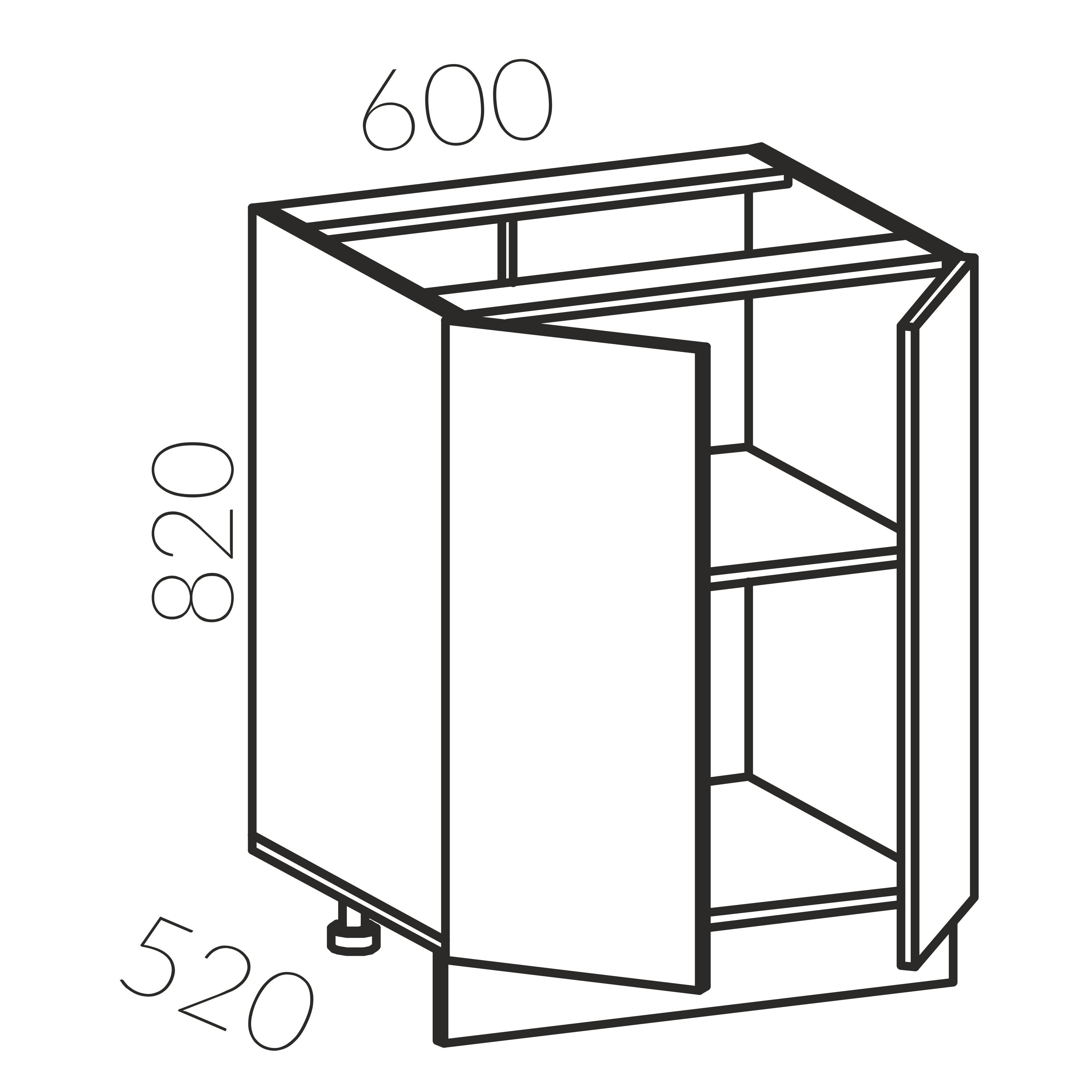 Тумба рабочая 600 (Кофе)
