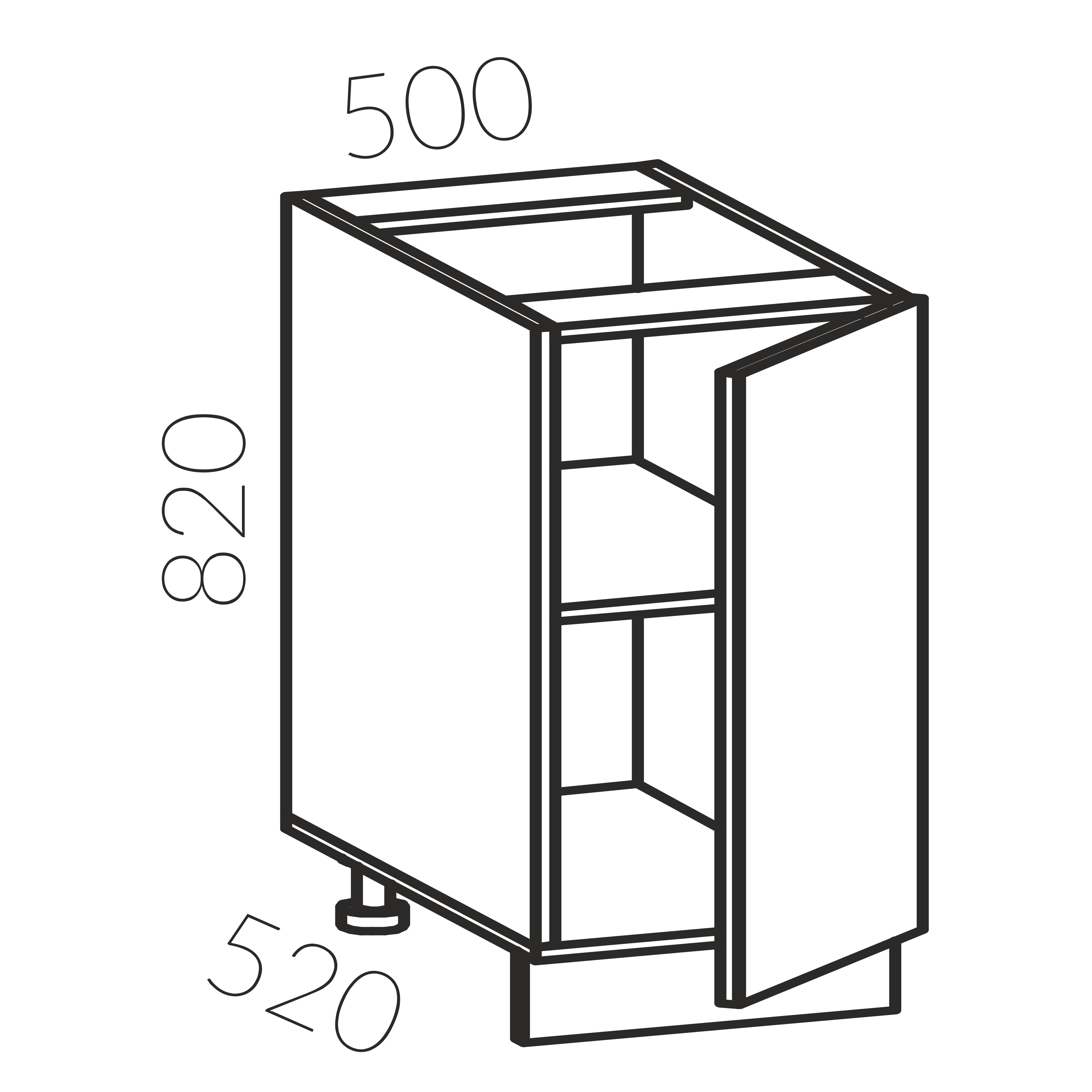 Тумба рабочая 500 (Серый глянец)
